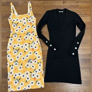 🌼🌑 ZARA Bundle of two bodycon dresses!